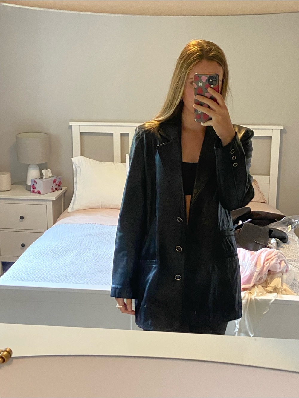 Danier Black Leather Blazer Jacket - Women's Tailored Coat